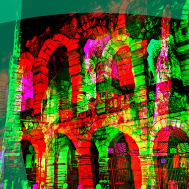 Schilderij getiteld "Verona, Arena 2" door Wlad Safronow, Origineel Kunstwerk, Digitaal Schilderwerk