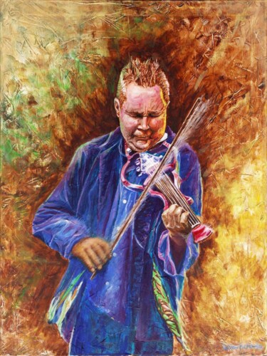 Schilderij getiteld "Nigel Kennedy" door Wladimir Lewtschenko, Origineel Kunstwerk, Olie