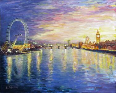 Painting titled "Twilight in London" by Wladimir Lewtschenko, Original Artwork, Acrylic