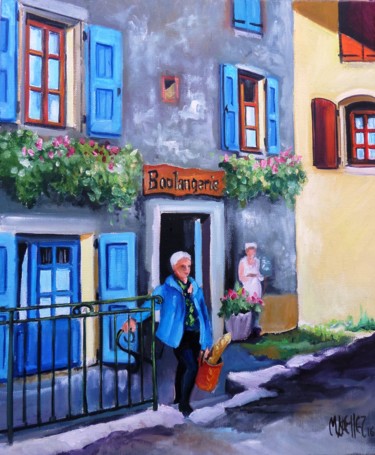 Peinture intitulée "la boulangerie" par Martine Woellet, Œuvre d'art originale, Huile