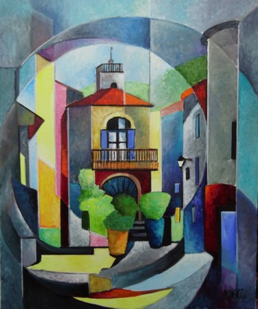 Peinture intitulée "maison à Sauve" par Martine Woellet, Œuvre d'art originale, Huile