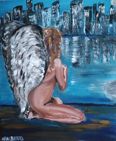 Painting titled "corporation angel" by Wojciech Adalberto, Original Artwork, Acrylic