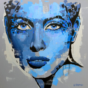 Painting titled "Blue Mood" by Wojciech Bąbski, Original Artwork, Acrylic