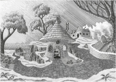 Zeichnungen mit dem Titel "Troll Hut" von Wojciech Baran, Original-Kunstwerk, Tinte