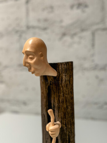 Sculpture intitulée "Wanderer" par Wojciech Maszner, Œuvre d'art originale, Bois