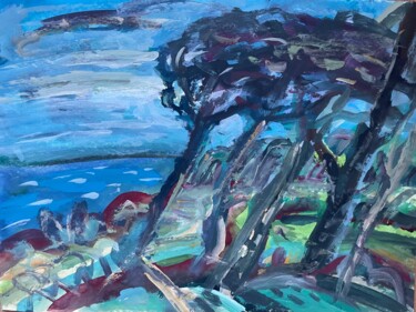 Painting titled "Windflüchter auf de…" by Wolfgang Schlüter, Original Artwork, Gouache