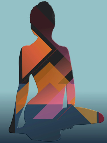 Grafika cyfrowa / sztuka generowana cyfrowo zatytułowany „Femme assise aux an…” autorstwa Wolf Thiele, Oryginalna praca, 2D…