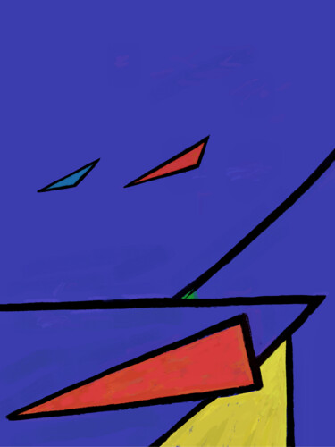 Malerei mit dem Titel "Triangles volants" von Wolf Thiele, Original-Kunstwerk, 2D digitale Arbeit