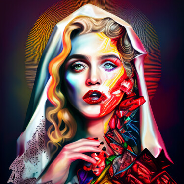 Arts numériques intitulée "Madonna" par Wonder Art, Œuvre d'art originale, Peinture numérique