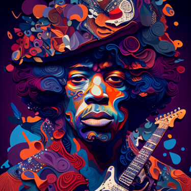 Arts numériques intitulée "Hendrix" par Wonder Art, Œuvre d'art originale, Travail numérique 2D