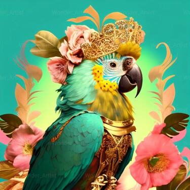 Digitale Kunst getiteld "King Parrot" door Wonder Art, Origineel Kunstwerk, 2D Digital Work