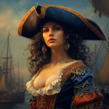 Arte digitale intitolato "Pirate Girl" da Wonder Art, Opera d'arte originale, Lavoro digitale 2D