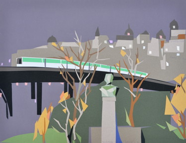 Collages intitulée "Métro Bir Hakeim" par Wa Wong, Œuvre d'art originale, Collages