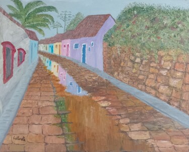 Painting titled "Depois da Chuva" by Wtanke, Original Artwork, Oil Mounted on Wood Stretcher frame