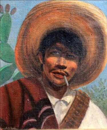 Pintura titulada ""Indio con cigarro"" por X-Pena, Obra de arte original