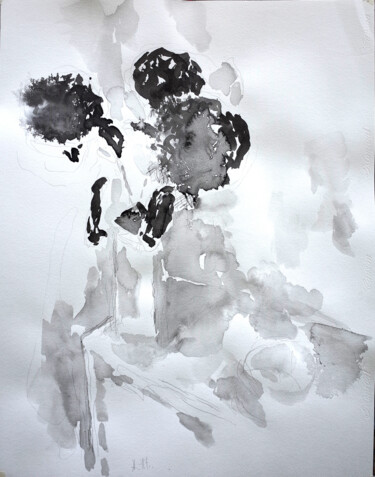 Pintura titulada "FLEURS EN INTÉRIEUR…" por Xavier Auffret, Obra de arte original, Tinta