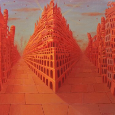 Painting titled "Les Routes de Babel" by Xavier Froissart, Original Artwork, Oil