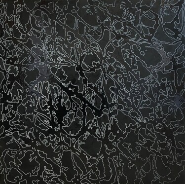 Peinture intitulée "Dark Dripping Zone…" par Xaro, Œuvre d'art originale, Acrylique Monté sur Panneau de bois