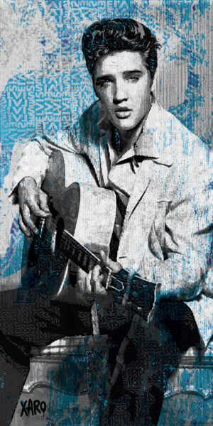 Malerei mit dem Titel "Elvis wall of fame…" von Xaro, Original-Kunstwerk, 2D digitale Arbeit