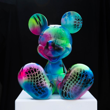 Sculpture intitulée "Mickey Blue stars A…" par Xavier Wttrwulghe, Œuvre d'art originale, Résine