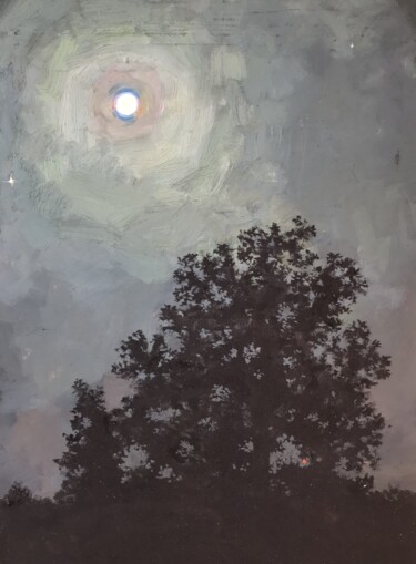 Malerei mit dem Titel "Moonlight" von Xeyale Bedelova, Original-Kunstwerk, Öl Auf Holzplatte montiert