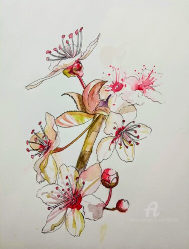 Zeichnungen mit dem Titel "Spring" von Xi Chen, Original-Kunstwerk, Aquarell