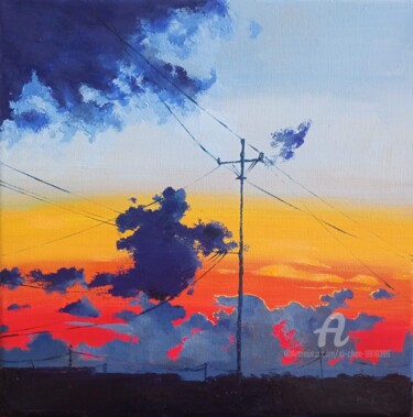 Peinture intitulée "Sunset urbain" par Xi Chen, Œuvre d'art originale, Huile