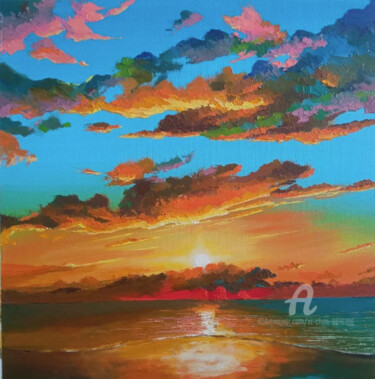""The sunset in my d…" başlıklı Tablo Xi Chen tarafından, Orijinal sanat, Petrol
