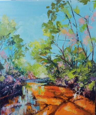 Painting titled "River after rain" by Xi Chen, Original Artwork, Oil