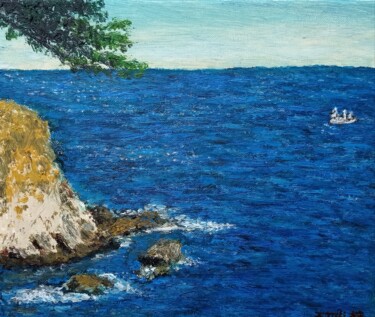 Painting titled "Osaka seaview, Japan" by Xiaomei Li, Original Artwork, Oil