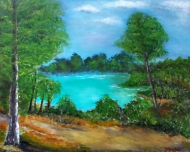 Schilderij getiteld "A tranquil lake" door Xiaomei Li, Origineel Kunstwerk, Acryl