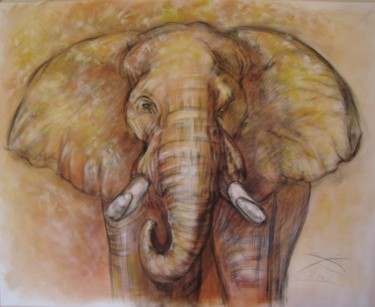 Peinture intitulée "ELEPHANT" par Wei Mazzolini, Œuvre d'art originale, Huile