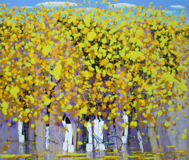 Картина под названием "Autumn Wind" - Xuan Khanh Nguyen, Подлинное произведение искусства, Акрил Установлен на Деревянная ра…