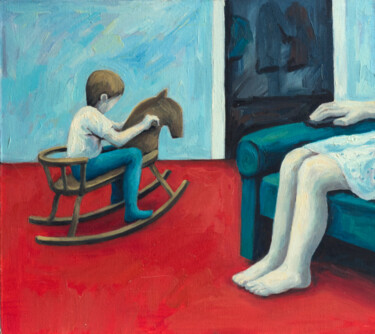 Painting titled "Evening rest" by Yuliya Kachan, Original Artwork, Oil