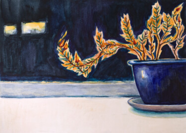 Peinture intitulée "Fire flowers" par Yuliya Kachan, Œuvre d'art originale, Aquarelle
