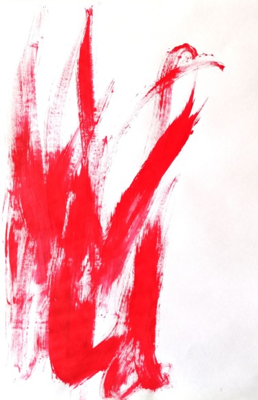 Pintura intitulada "Red Abstraction no.4" por Yağmur Turan, Obras de arte originais, Acrílico