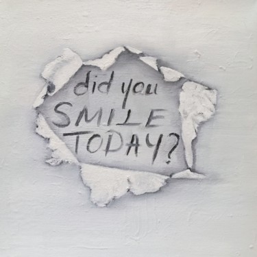 Painting titled "Did you smile today?" by Yağmur Turan, Original Artwork, Oil
