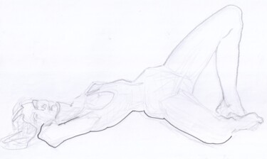 Drawing titled "Nue- une seul pose-…" by Yakzan Atassi, Original Artwork, Pencil