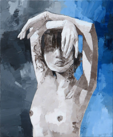 Peinture intitulée "Jeune femme bras le…" par Yan Bragance, Œuvre d'art originale, Acrylique Monté sur Châssis en bois