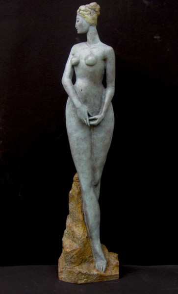 Sculpture titled "La timide" by Yan Vita, Original Artwork, Bronze
