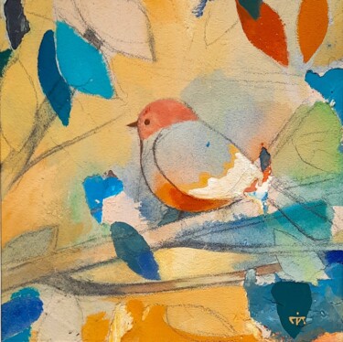 Schilderij getiteld "Little bird" door Yan Vita, Origineel Kunstwerk, Acryl