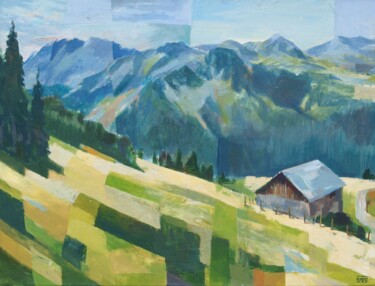 Pintura intitulada "La grange" por Yan Vita, Obras de arte originais, Acrílico