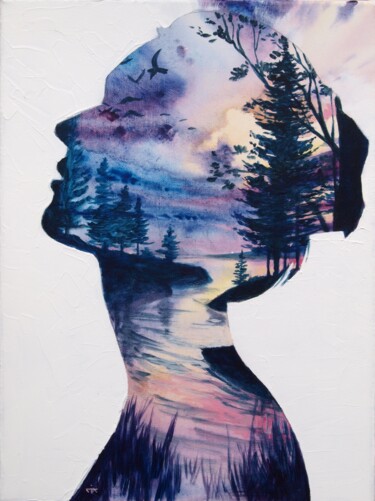 Schilderij getiteld "Paysage en elle 1" door Yan Vita, Origineel Kunstwerk, Acryl