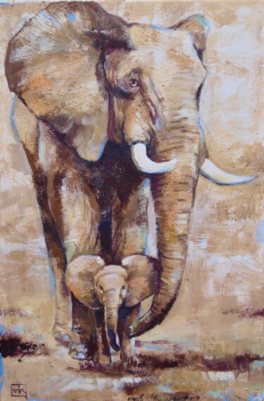 Malerei mit dem Titel "éléphant 3" von Yan Vita, Original-Kunstwerk, Acryl