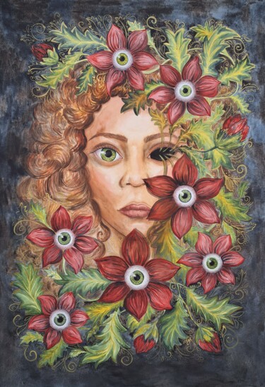 Pintura titulada "All-seeing" por Yana Bila, Obra de arte original, Acuarela