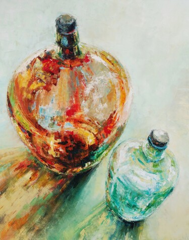 Painting titled "Still life "BRIGHT…" by Yana Dulger, Original Artwork, Oil Mounted on Wood Stretcher frame
