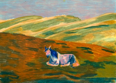 Desenho intitulada "Landscape with a ho…" por Yana Sviatkina, Obras de arte originais, Pastel