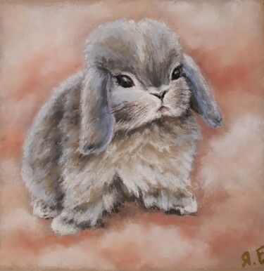 Dessin intitulée ""Lapin dans les nua…" par Yana Yeremenko, Œuvre d'art originale, Pastel