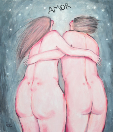 Painting titled "AMOR" by Yana Medow, Original Artwork, Acrylic