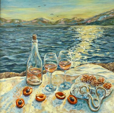 Painting titled "Apricot Evening for…" by Yana Shapoval, Original Artwork, Oil